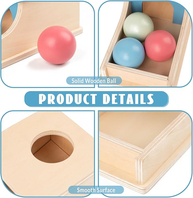 Busy edition Montessori Toys for Babies 6-12 Months, Wooden Object Permanence Box, 9 Month Old Baby Toys, Preschool Developmental Toy for Infant, Toddler Ball Drop Toy Girl Boy Gift