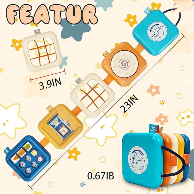 weirtoya Busy Board for 1 Year Old, Toddler Travel Toys for Toddler 1-3 Montessori Toys for 1 Year Old Travel Activities Cube Gifts for Baby Boy Girl My First Montessori Busy Board