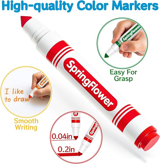 SpringFlower 480 Count Washable Markers Bulk, 16 Assorted Colors Markers Bulk Back to School Classroom Supplies, Broad Tip for Kids, Classroom School Teacher Must Haves