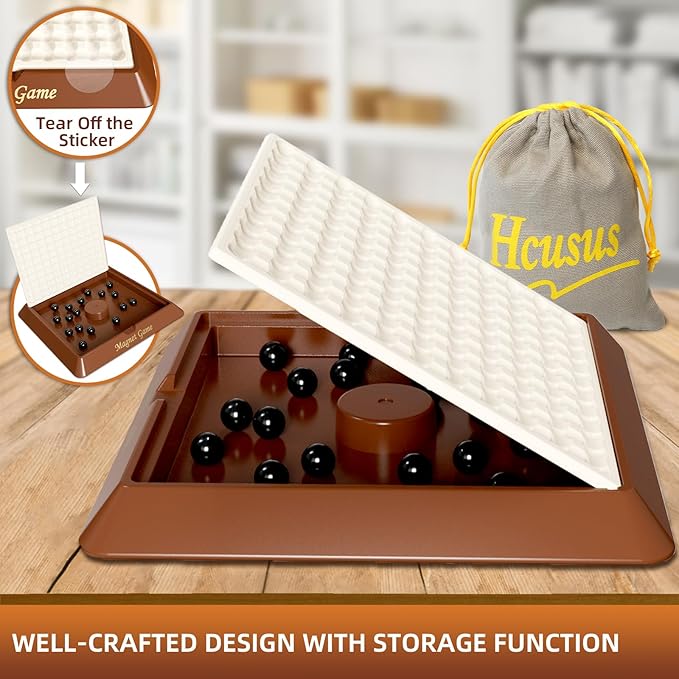 Magnet Game, Board Games for Adults and Kids with Storage Board, Magnetic Games with Stones, Magnetic Chess for Family Game Night, 2-4 Players