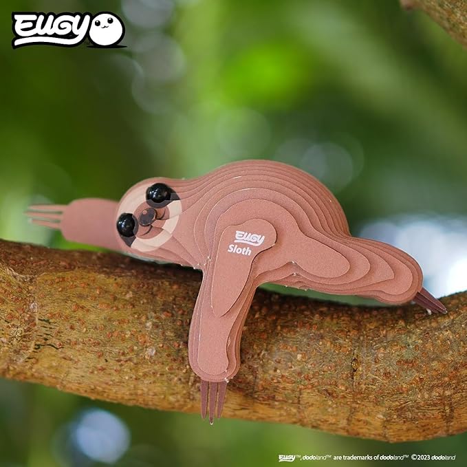 Eugy Sloth 3D Puzzle, 23 Piece Eco-Friendly Educational Toy Puzzles for Boys, Girls & Kids Ages 6+