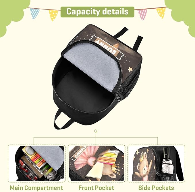 Dancing Bear Dark Toddler Backpack for Boys Girls 3-6 Preschool Small Backpacks Kids Mini Kindergarten Bookbag for Elementary for School