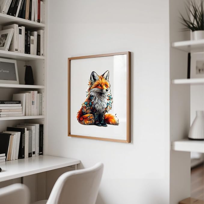 Wooden Puzzles for Adults - Artistic Fox Wood Puzzles Adult - Unique Animal Shape Wooden Jigsaw Puzzles for Adults - Birthday Gifts for Puzzle Lovers, Family (8.4 * 6.6in)