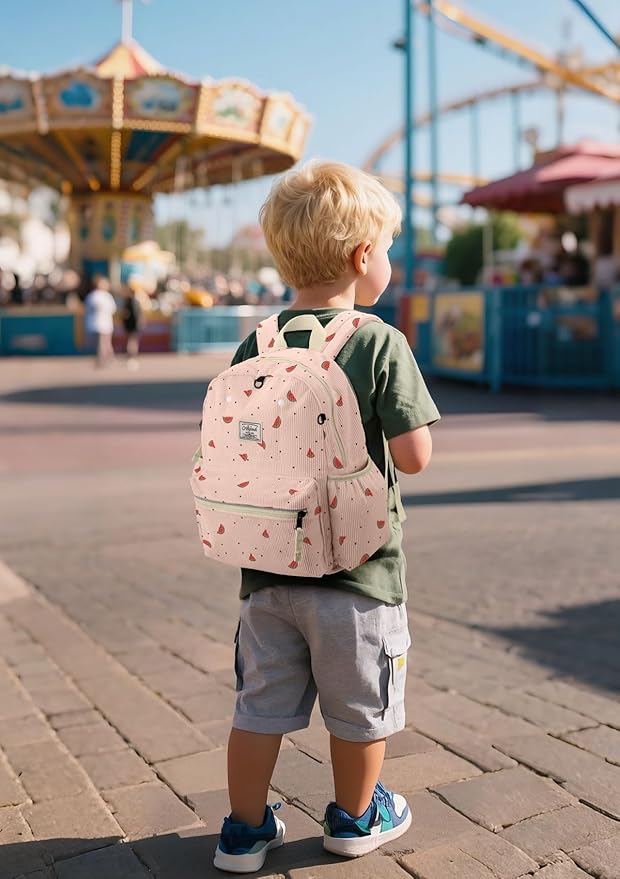 Corduroy Toddler Backpack for Boys 2-5: Preschool Backpack for Girls - Cute Kids Backpack 13.5" H Fit Folder