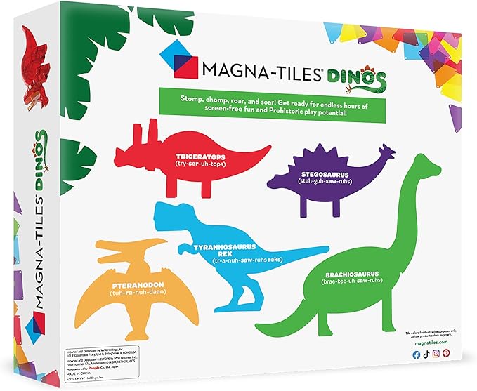 MAGNA-TILES Dinos 5-Piece Magnetic Construction Set, The ORIGINAL Magnetic Building Brand