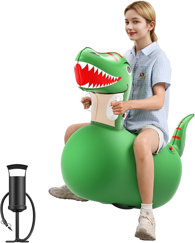 QPAU Kids Dinosaur Hopper - 220lbs Load Capacity, Bouncing Animal Toy, Outside Toys, Dinosaur Gifts for Kids Ages 5+