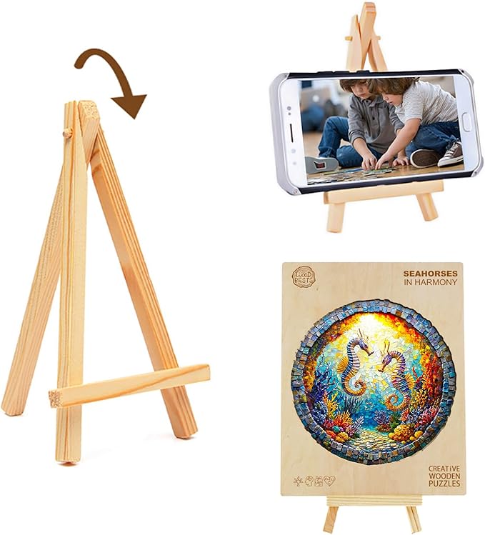 KAAYEE Wooden Puzzles for Adults, 3D Visual Effect Seahorses Wooden Jigsaw Puzzle Unique Shape Wood Puzzle Adult, Birthday Gifts for Puzzle Lovers Family Games (M-11.4 * 11.3in-200pcs)