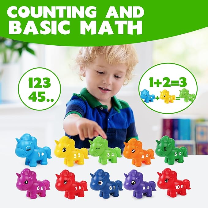 Numbers Matching Game Fine Motor Toy, Toddler Number Learning Toys,1 2 3 Montessori Educational Learning Sensory Sorting Unicorn Toys Preschool Math Games Activities Sets for Toddlers Kids Ages 3 4 5