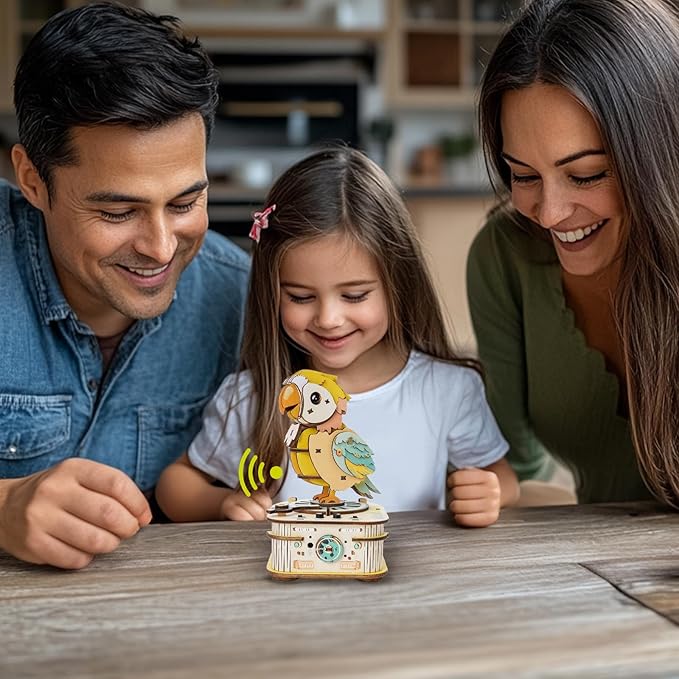 Kosmickiss 3D STEM Wooden Puzzles for Kids, 3D Wooden Models with Voice Recorder, Science STEM Building Kit Creative Craft Toys for Boys Girls Age 8-13 Years Education Birthday Gifts (Echo Parrot)