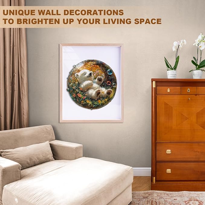 Wooden Puzzles for Adults, Wooden Jigsaw Puzzles for Adults Kids, Bubble Bear Unique Shaped Wood Puzzles Adult, Creative Gifts for Friends Family Game, Home Decor(11.4 * 11.4in 200pcs)