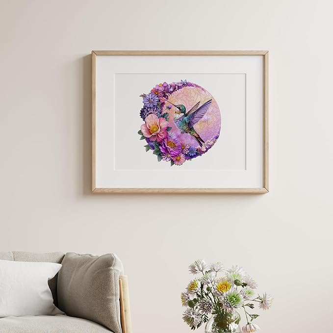 Jigfoxy Wooden Puzzles for Adults, Hummingbird Wood Puzzles Adult, Unique Animal Shape Wooden Jigsaw Puzzles for Adults, Birthday Gifts for Puzzle Lovers, Family, Friend (XL-17.3 * 16.6in-500 pcs)