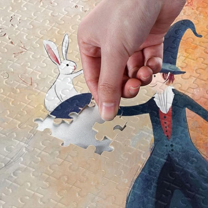 Magician Bunny Jigsaw Puzzle Wooden Puzzles Funny Brain Teasers for Adults 500 Piecing