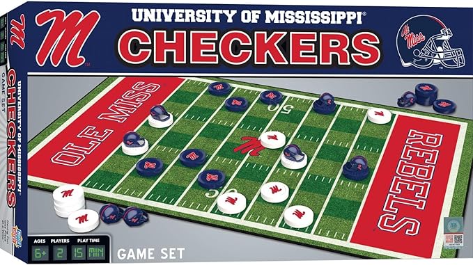 Masterpieces Family Game - NCAA Ole Miss Rebels Checkers - Officially Licensed Board Game for Kids & Adults