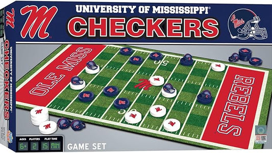 Masterpieces Family Game - NCAA Ole Miss Rebels Checkers - Officially Licensed Board Game for Kids & Adults