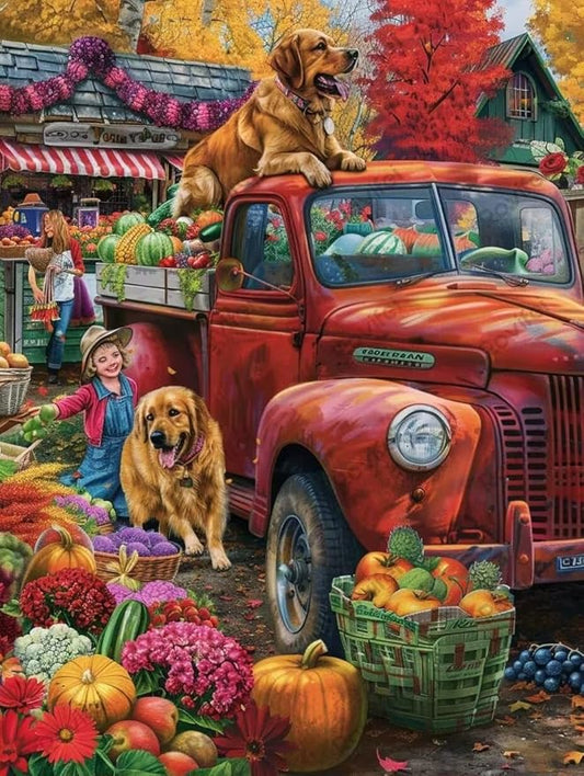 Puzzles for Adults 200 Pieces, DIY Vintage Truck Puzzles, Eco-Friendly Wooden Thanksgiving Puzzles - for Home Decor Room Decor Wall Decor - Funny Gifts 14x10 Inch