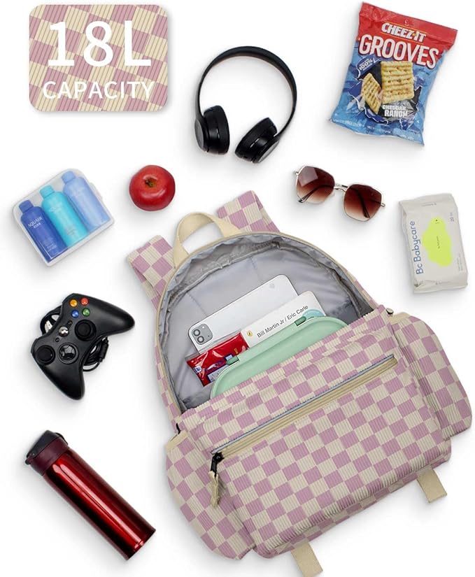 Corduroy Kids Backpack for Girls 6-10: Girls Backpacks for Elementary Kindergarten 15” H Fit Folder