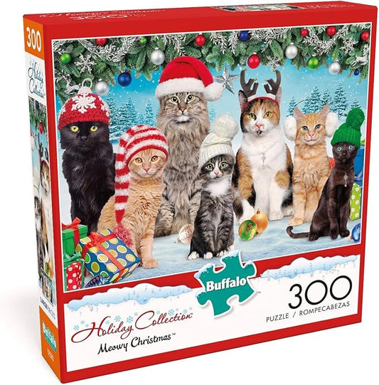 Buffalo Games - Meowy Christmas - 300 Piece Jigsaw Puzzle for Adults -Challenging Puzzle Perfect for Game Nights - Finished Size is 21.25 x 15.00