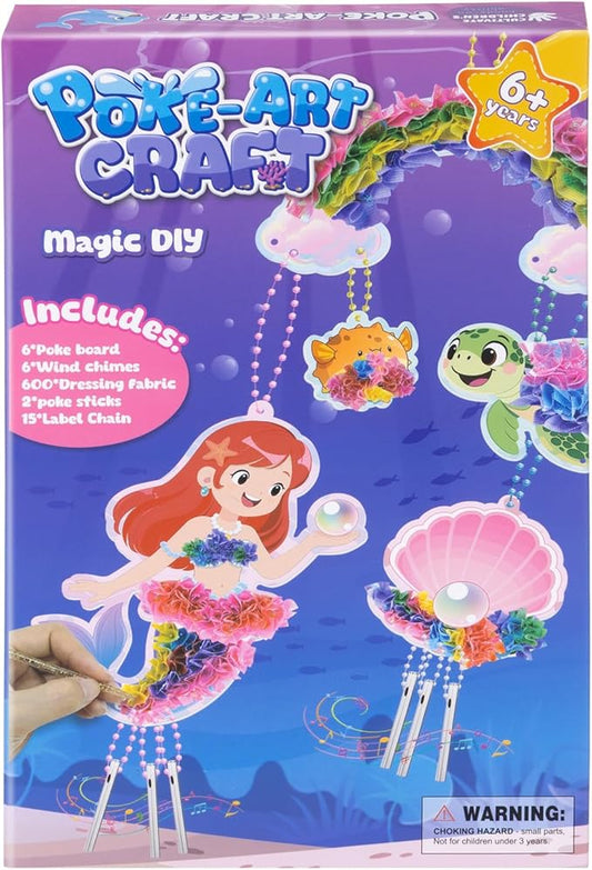 Poke in Art-Mermaid Theme, Poke in Fun Art Crafts for Kids Ages 4-8, DIY Craft Kits, Mess-Free Fabric Art and Craft, 4-6 - Mess-Free Craft - Birthday Gift Ideas for Girls Ages 4, 5, 6, 7, 8, 9