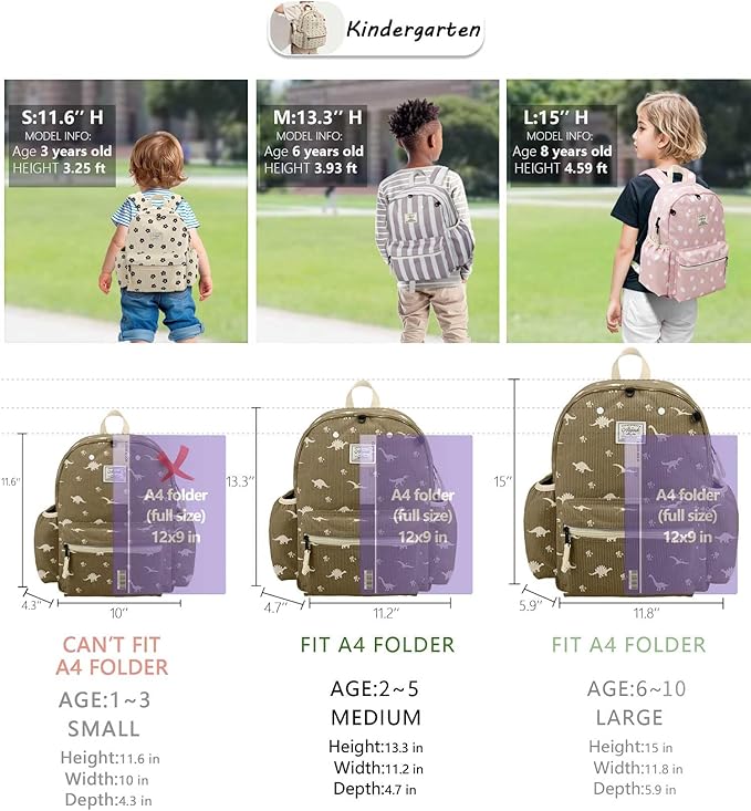 Corduroy Toddler Backpack for Boys 2-5: Preschool Backpack for Boys Girls - Cute Kids Backpack for Boys 13.5" H Fit Folder