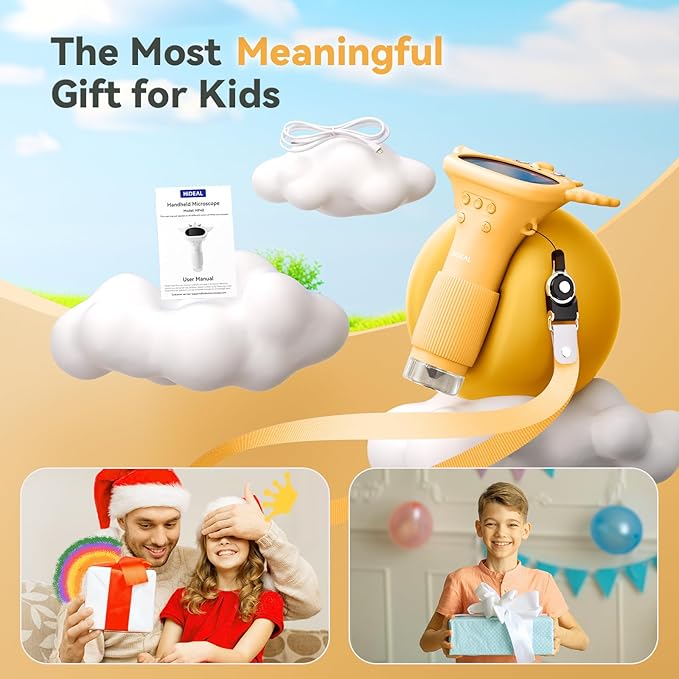 HP40 IPS Microscope for Kids: [Easy and Fun] 2" Portable Handheld Kids Microscope Miniscope, Pocket Mini Scope Educational Science Kit, Christmas Birthday Gifts for Kids, PC View, Orange