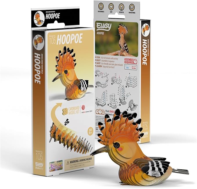 Eugy Hoopoe 3D Puzzle - 30 Piece Eco-Friendly Educational Toy Puzzle for Boys, Girls & Kids Ages 6+