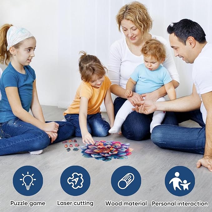 Wooden Puzzles for Adult 500 Piece, Flower Succulent Puzzle for Girls and Women, Challenging Puzzle, Luxurious Shaped Wooden Puzzles for Adults, Family Game 16.9 x 16.3in