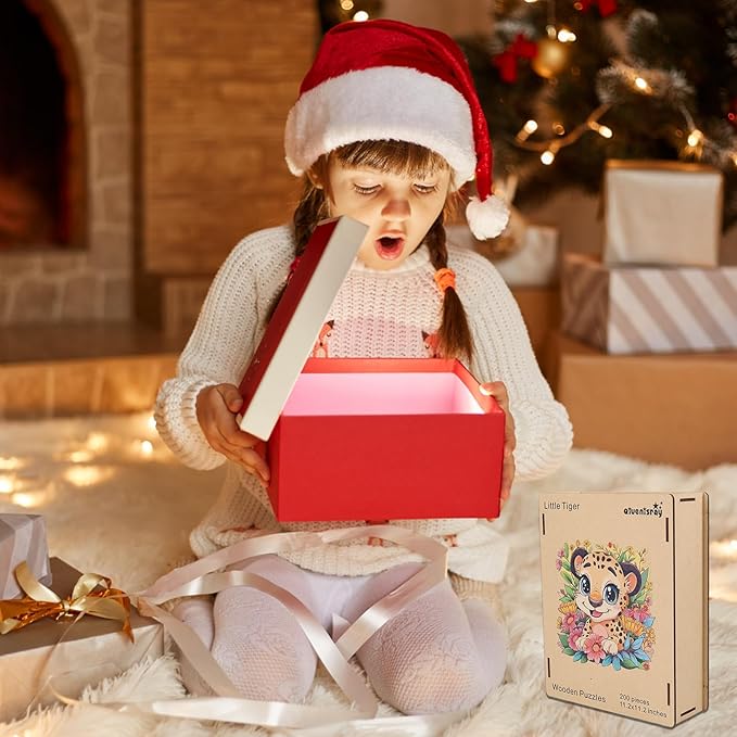 Wooden Jigsaw Puzzles 500 Pieces-Little Tiger,16.8x16.8in,Royal,Wooden Puzzles for Adults,Unique Shape Animal Adult Puzzles,Irregular Wood Puzzles Best Gift for Adults and Kids Family Game