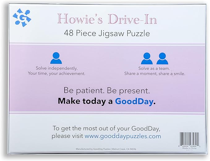 Large Piece Jigsaw Puzzle – Easy & Colorful, Dementia & Memory Activities for Seniors, Elderly Gifts, 48 Pieces, Howie's Drive-in