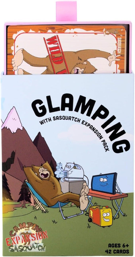 Camping with Sasquatch by Big Discoveries - A Family Card Game with a Roar! | Fun Rummy Meets Slapjack Card Games for Kids, Teens, Adults, and Families (Expansion: Glamping with Sasquatch)
