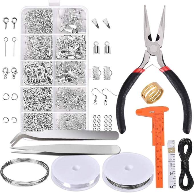 PAXCOO Jewelry Making Supplies Kit - Jewelry Repair Tool with Accessories, Pliers, Findings, and Beading Wires for Adults and Beginners