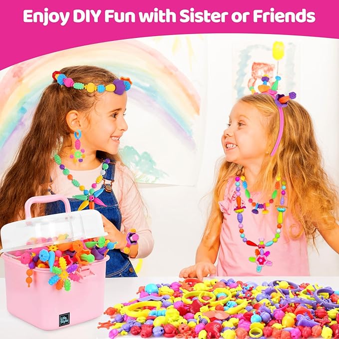 NIDOOT 550Pc+ Pop Beads Jewelry Making kit for Girls 4-6，Arts and Crafts for Kids Ages 4-8，Toys for 3 4 5 6 Years Old Girl Birthday Christmas Gifts Ideas, Bracelet Necklace Ring Snap Bead Set