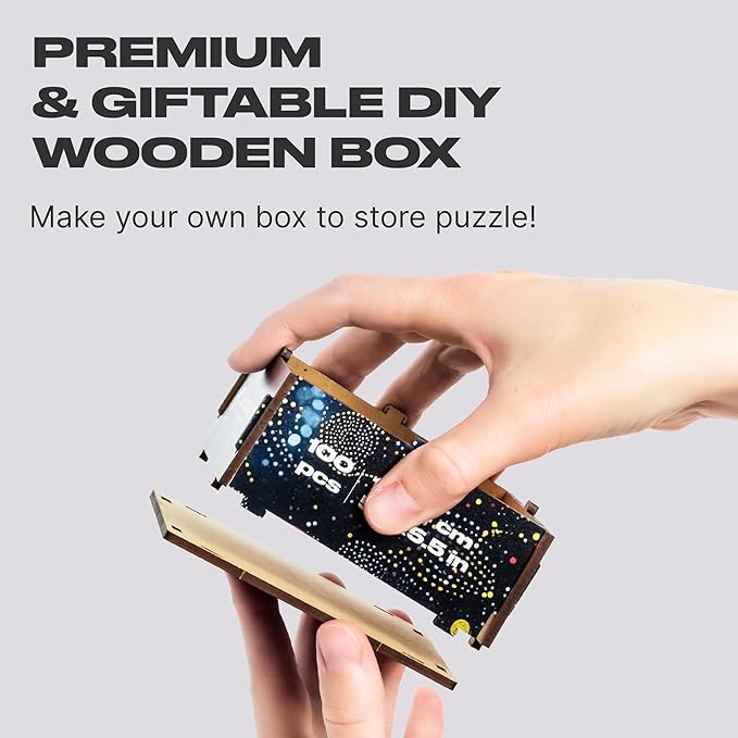 UNIDRAGON Original Wooden Puzzles for Adults - Pop Art Birdy 100 Pieces 5.5" x 5.5" (14 x 14 cm), Beautiful Gift Box, Unique Shape Best Gift for Adults and Children