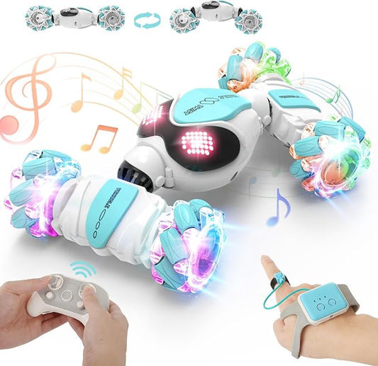 Gesture Sensing Rc Stunt Car Toys for Boy Age 8-13,Hand Remote Control Cars,Coolest Christmas Birthday Present Ideas for Boys Girls Kids Teens Age 8 9 10 11 12 13+ Year,Racing Drift Car (White)