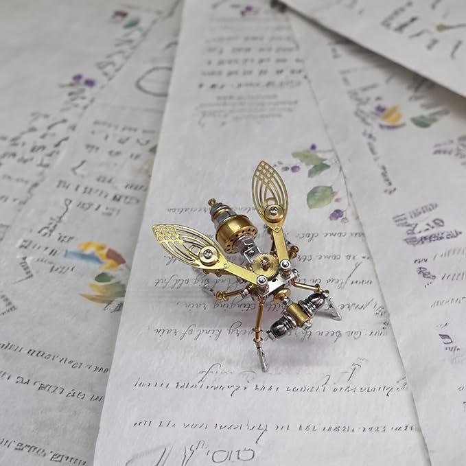Steampunk Metal Insect Bug Sculpture Mechanical Insect Clockwork 3D Steampunk Metal Puzzle Kits for Adults (Drosophila melanogaster)