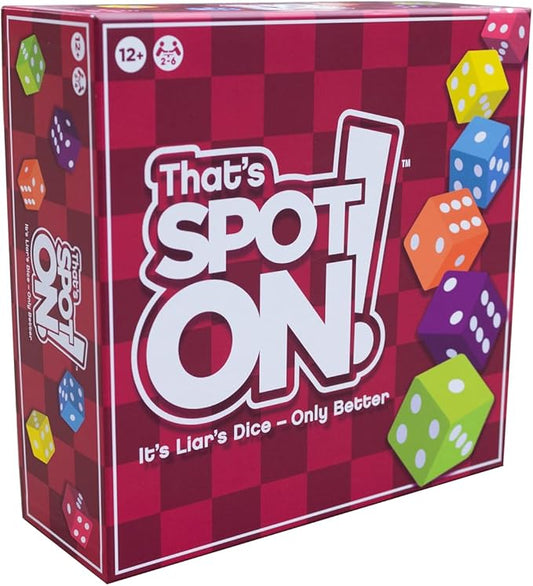 That's Spot On! Best Bluffing Strategy Game - Board, 6 Cups, 12 Tokens, 30 Dice – 2 to 6 Players, Ages 12+, Family Fun or Game Nights with Friends