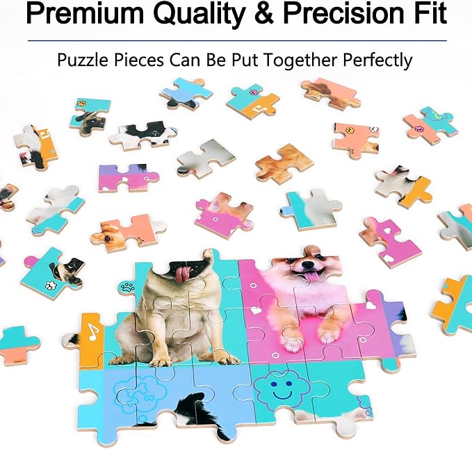 LELEMON Puzzles for Kids Ages 4-6,Dog 60 Piece Puzzles for Kids Ages 4-8,Children Jigsaw Puzzles Kids Puzzles in a Metal Box,Educational Learning Puzzle Toys for Girls and Boys