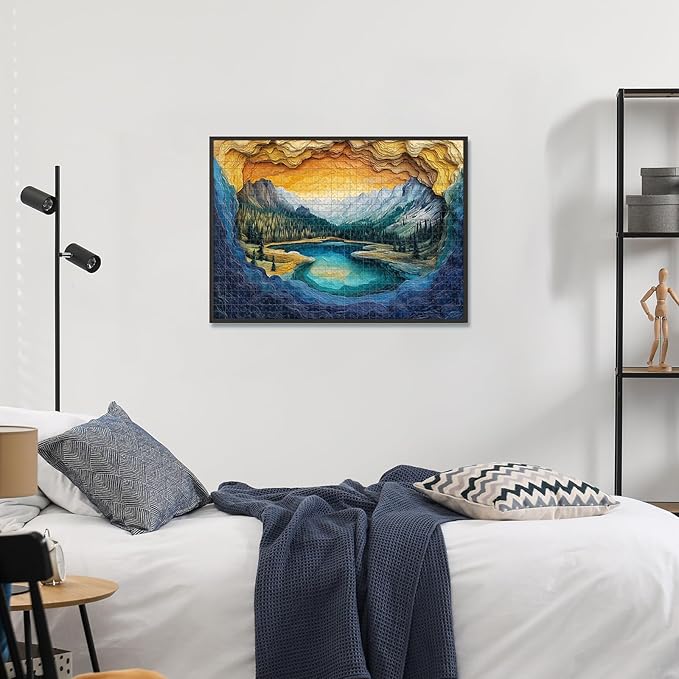 National Parks Puzzle for Adults 1000 Pieces – Yellowstone Lake-Inspired Mountain Landscape – Challenging Nature Puzzle for Families – Scenic Jigsaw with Stunning View (19.7x27.6 in)