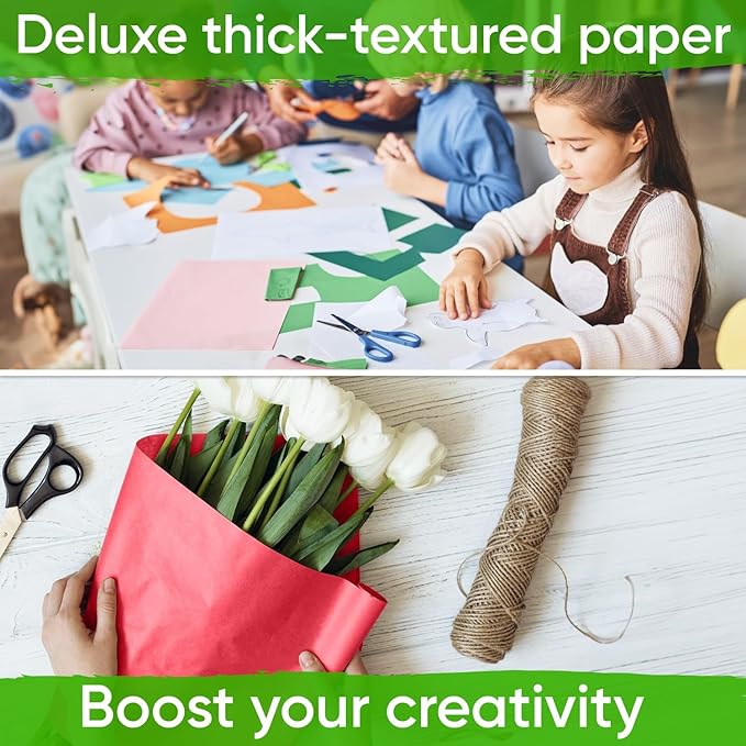 36" x 1200" (100 ft) Pack of 10 Rolls USA-Made Multi-Color Kraft Paper, 45 lbs/66 GSM – Colored Kraft Paper for Packing, Crafts, DIY Projects, Gift Wrapping – Non-Toxic, Safe for Kids