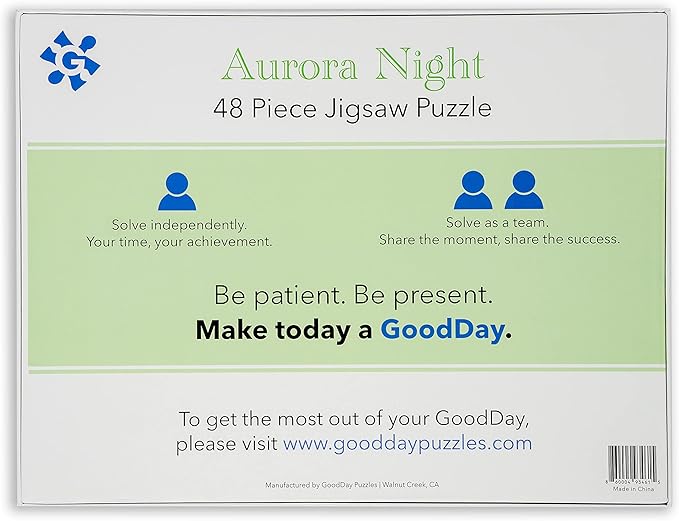 Large Piece Jigsaw Puzzle – Easy & Colorful, Dementia & Memory Activities for Seniors, Elderly Gifts, 48 Pieces, Aurora Night