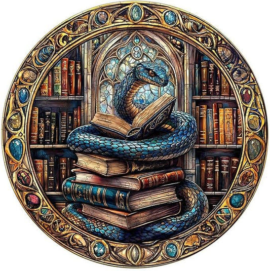 Jigfoxy Wooden Puzzle for Adults, Snake Visual Horse Wooden Jigsaw Puzzles for Adult, Unique Animal Shape Wood Cut Puzzles, Christmas Thanksgiving Gifts for Friends Family (L-13.4 * 13.4in-300pcs)