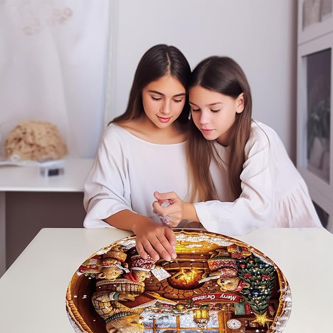 Masseruon 1000 Piece Puzzle for Adults, 26.6 * 26.6in Bear Family Puzzle for Adults, 1000 Pieces Flat Puzzles with 3D Visual Effect When Completed, Adult Puzzles Games