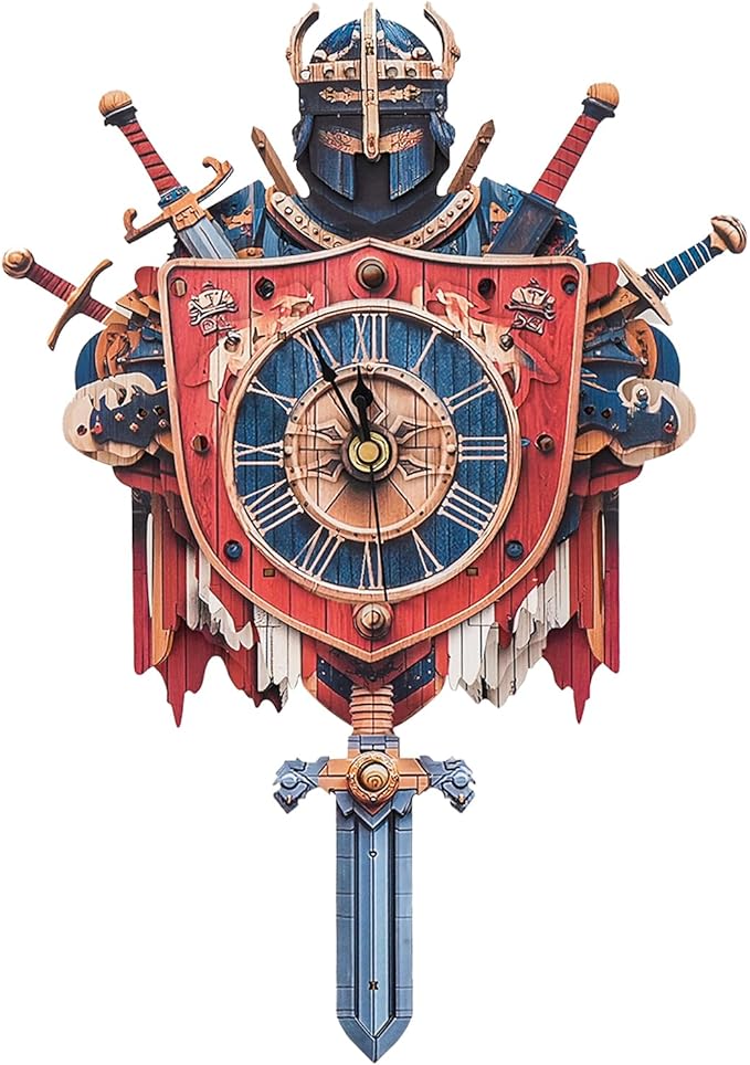 3D Wooden Puzzles for Adults - Knight Clock, Wooden 3D Mechanical Wood Model Kit, Good Gifts Idea for Family and Friends, DIY Model Kits for Home Decor
