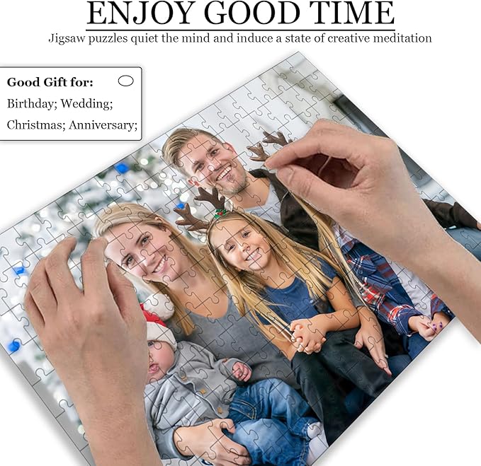 Custom Puzzle 120/200/300/500/1000/1500 Pieces, Personalized Puzzle from Your Own Photos, Customized Picture Jigsaw Puzzle Gift for Christmas Wedding Birthday Family