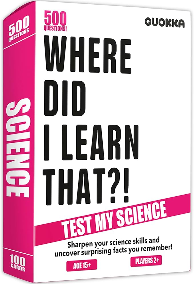 QUOKKA Trivia Card Game with 500 Questions in Science – Trivia Games for Adults, Teens, and Families – Trivia Cards with Answers – Great Board Games Trivia for Family Party and Game Night