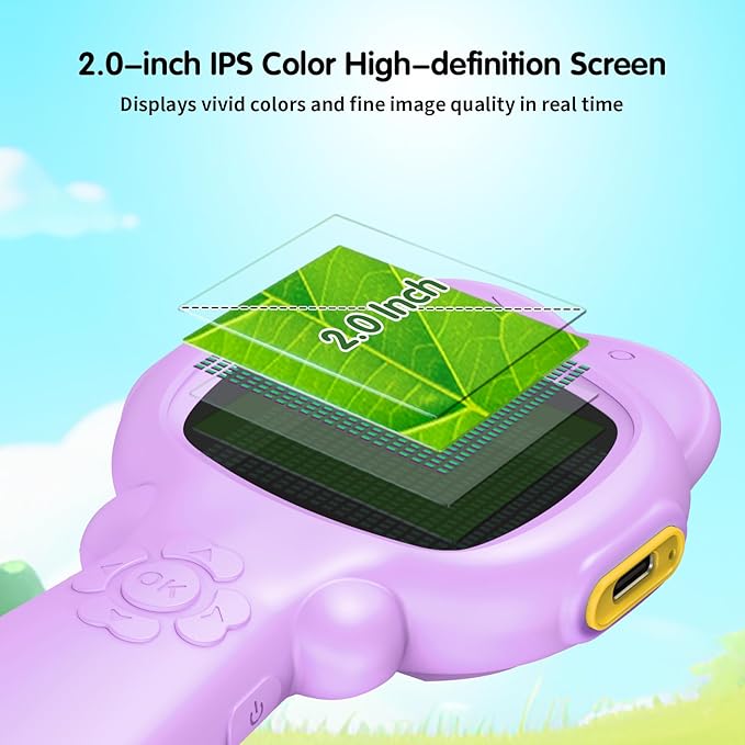 Microscope for Kids, Mini Portable Handheld Microscope with 500X Magnification, 200W Pixels, 2.0 High-Definition Screen for Birthday Christmas Educational Gifts Toys for 3 4 5 6 7 8 9 10 11 12 Kids