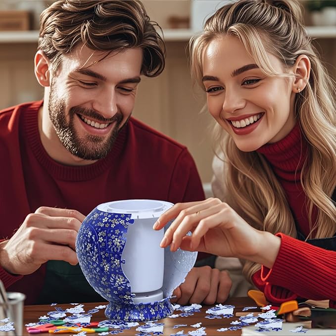 LED Flower Puzzle Vase for Adults, 200-Piece 3D Puzzle Vases for Home and Office Decor, Unique Flower Vase for Living Room & Bedroom, Creative Crafts for Adults