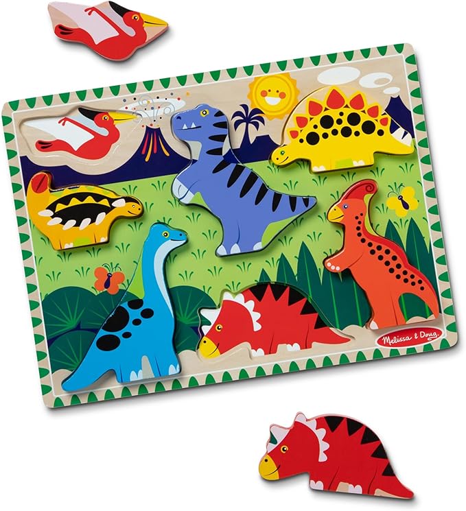 Melissa & Doug Dinosaur Wooden Chunky Puzzle (7 pcs) - FSC Certified