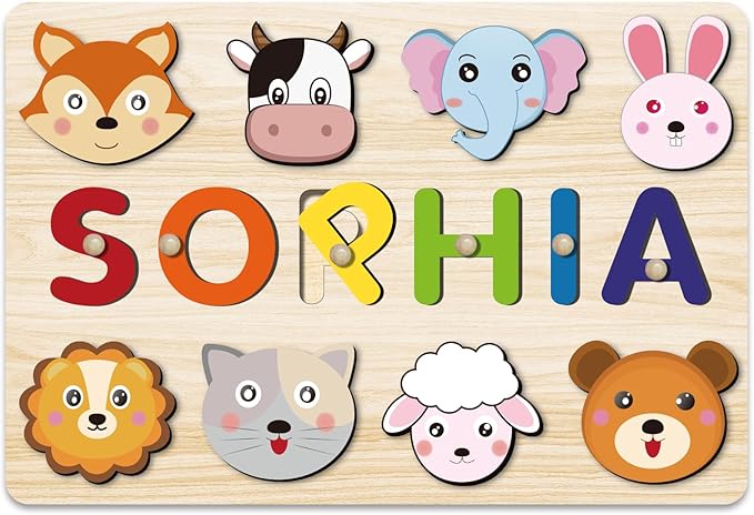 Name Puzzle for Toddlers Personalized, 1st Birthday Gift, Montessori Learning Toys for Boy & Girl 1-3 Year Old, Personalized 1-3st Birthday Gifts for Girls Boy, Preschool Educational for Girls Boys