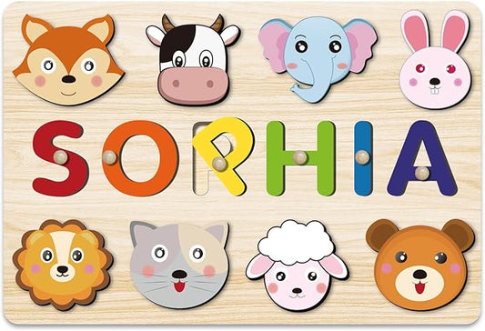 Name Puzzle for Toddlers Personalized, 1st Birthday Gift, Montessori Learning Toys for Boy & Girl 1-3 Year Old, Personalized 1-3st Birthday Gifts for Girls Boy, Preschool Educational for Girls Boys