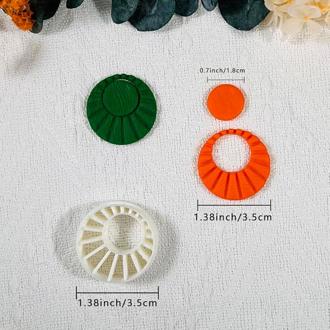 Xaekicr Sunburst Ring Polymer Clay Cutters – Textured Circle Clay Cutters and Tools for Polymer Clay Jewelry Making and DIY Earrings